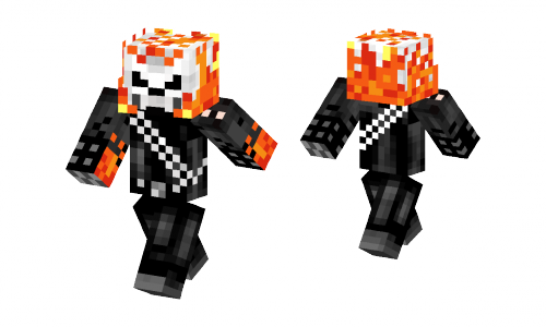 Minecraft Skin Ghost Rider (500x300), Png Download