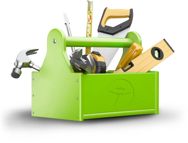 Clipart Free Toolbox Clipart Green - Tool Box And Hammer (600x484), Png Download