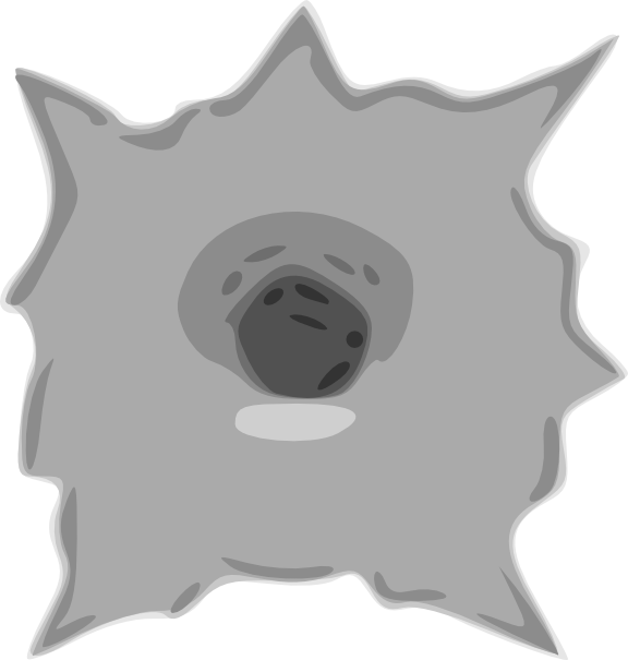 Gun Shot Clipart Hole - Bullet Hole Clip Art (576x605), Png Download