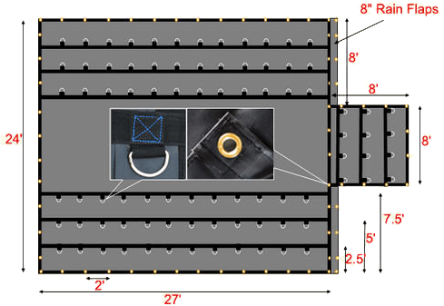 Heavy Duty Lumber Tarp - 20' X 27' (6' Drop & Flap) (490x377), Png Download