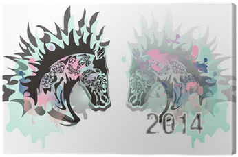 Symbolic Horse Head With Watercolor Splashes Canvas - Horse (400x400), Png Download