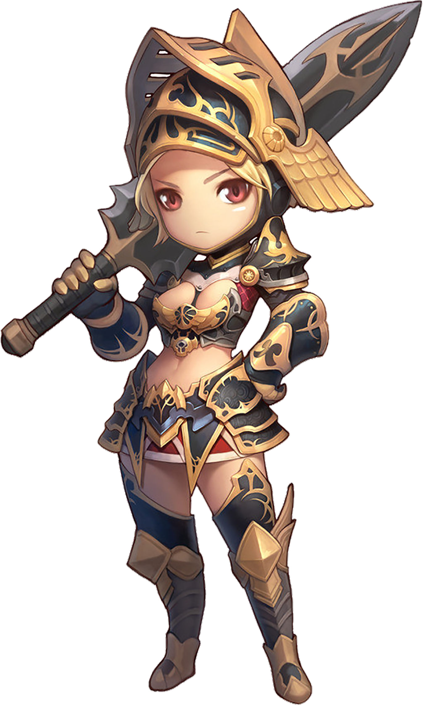 Vector Black And White Atlantica Online Chibi Concept - Swordsman Anime Warrior Girl (1500x2289), Png Download