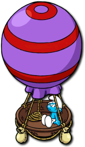 Baloon - Smurf In Hot Air Balloon (490x490), Png Download
