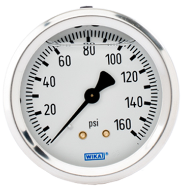 Wika Type - Plews Edelmann 1/8" Dial 0-160 Psi Back Mount Guage (490x588), Png Download