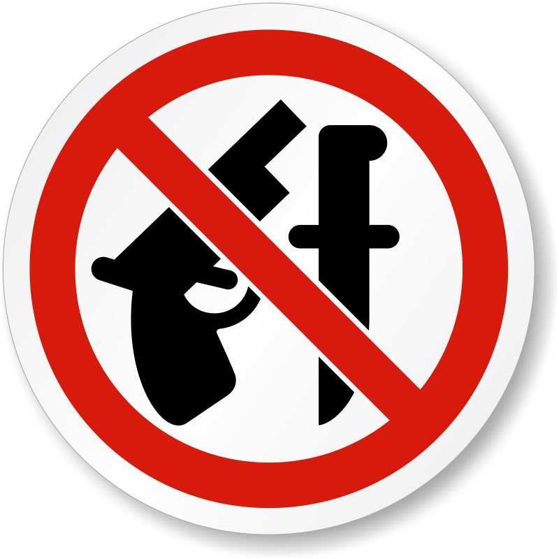 No Weapons Allowed Iso Prohibition Safety Symbol Label - No Concealed Weapons Sign (800x800), Png Download