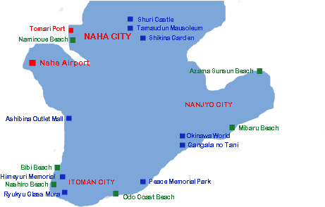 South Okinawa Map Japan - Beaches Near Naha Okinawa (510x300), Png Download