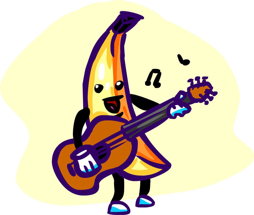 A Banana Playing The Guitar - Banana Playing Guitar (1000x847), Png Download
