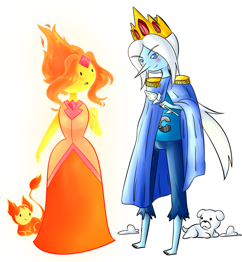 Adventure Time Clipart Png Transparent - Adventure Time Ice King X Flame Princess (800x860), Png Download
