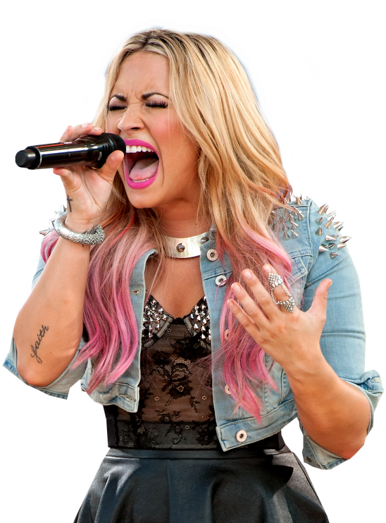 Demi Lovato - Cabelo Californiano Rosa E Verde (599x800), Png Download