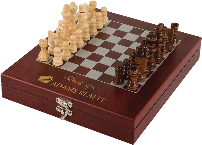 Rosewood Finish Chess Set - Personalized Rosewood Finish Chess Set (700x520), Png Download