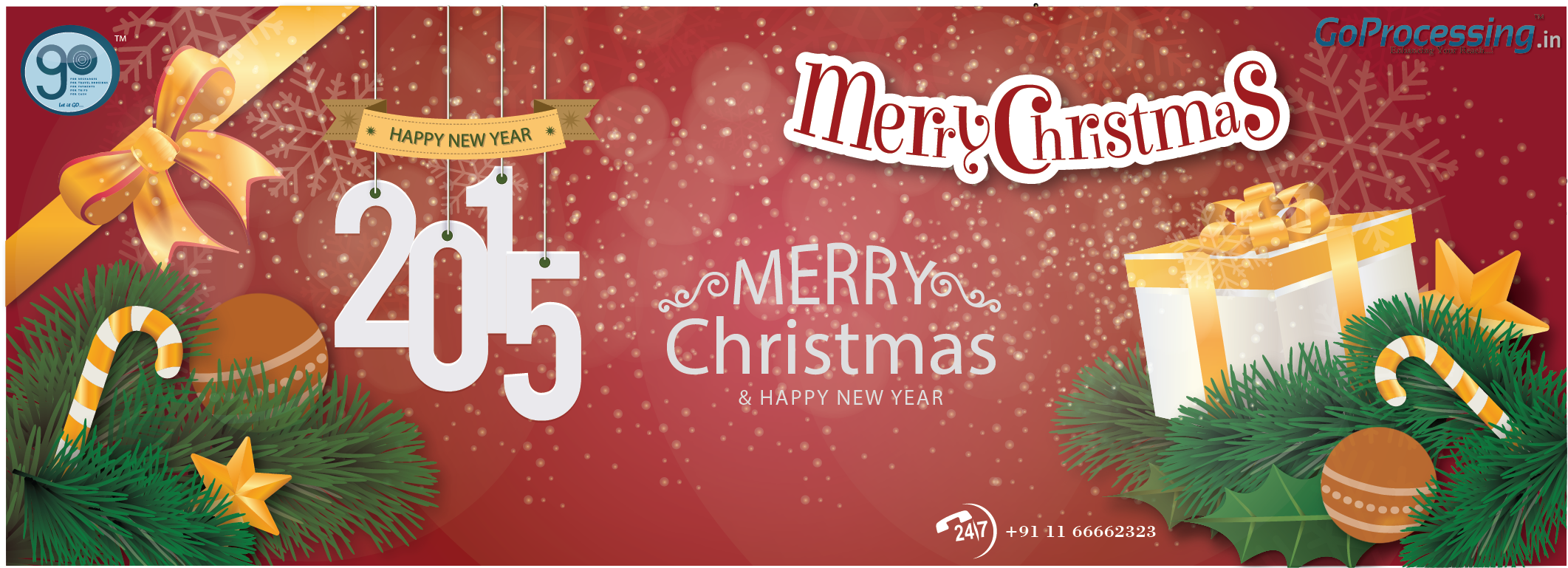 Wish You A Very Happy New Year & Merry Christmas,,, - Christmas Day (2337x1245), Png Download