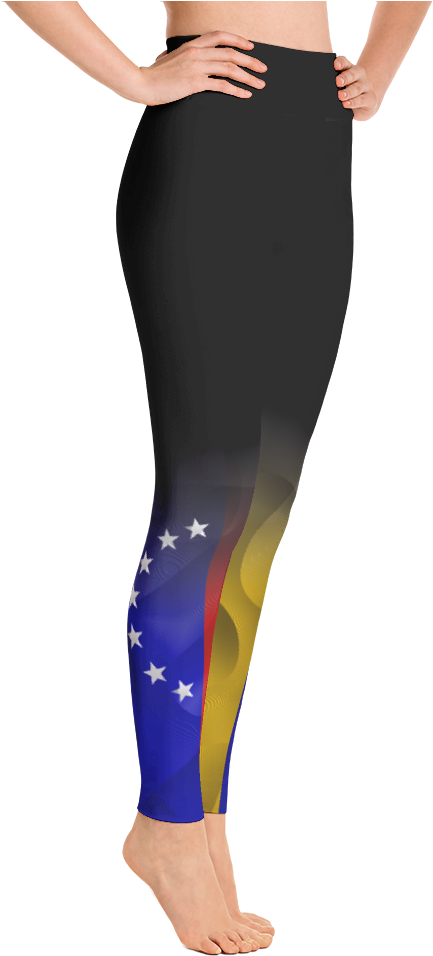 Women's Black "organic Venezuela Flag" - Yoga Pants Fabric (1000x1000), Png Download