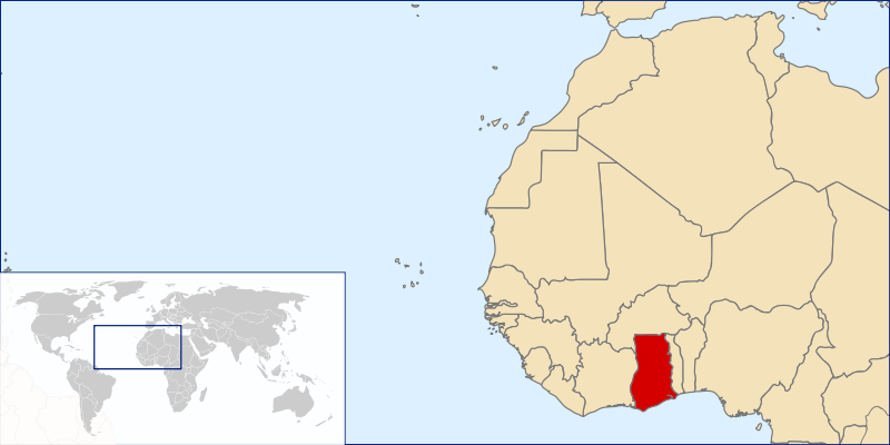 Map Of Ghana - Guinea Bissau (800x400), Png Download