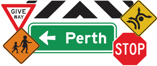 Slideshow - Road Signs - Street Signs In Perth (593x506), Png Download