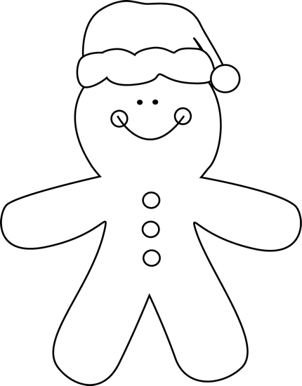 Gingerbread Clipart Santa Hat - Santa Pictures Black And White (430x550), Png Download