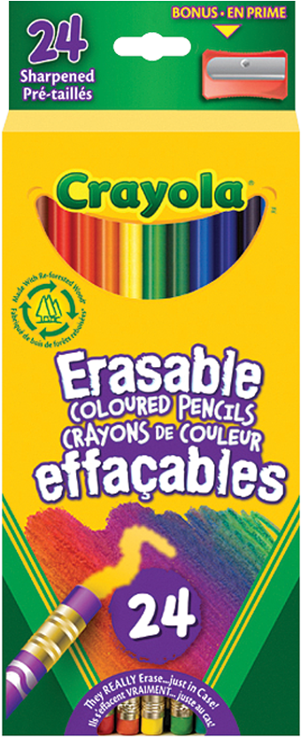 Crayola 24 Erasable Coloured Pencils (850x850), Png Download