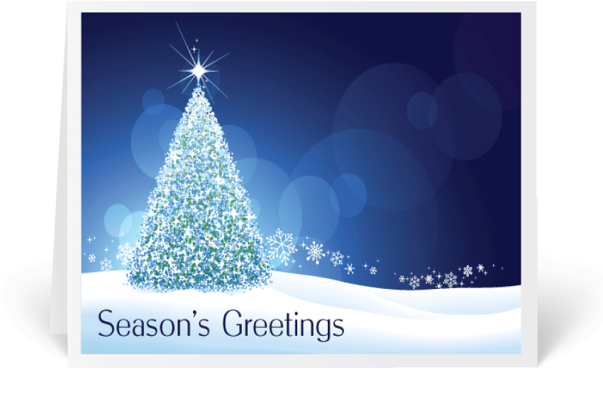 Modern Contemporary Blue Holiday Cards - Greeting Card (864x648), Png Download