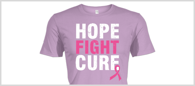 Hope Fight Cure Breast Cancer Awareness Shirt (680x300), Png Download