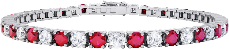 Stardust Ruby And Diamond Eternity Silver Tennis Bracelet - Jian London Eternity Ruby Cz Rhodium Plated Silver (750x750), Png Download