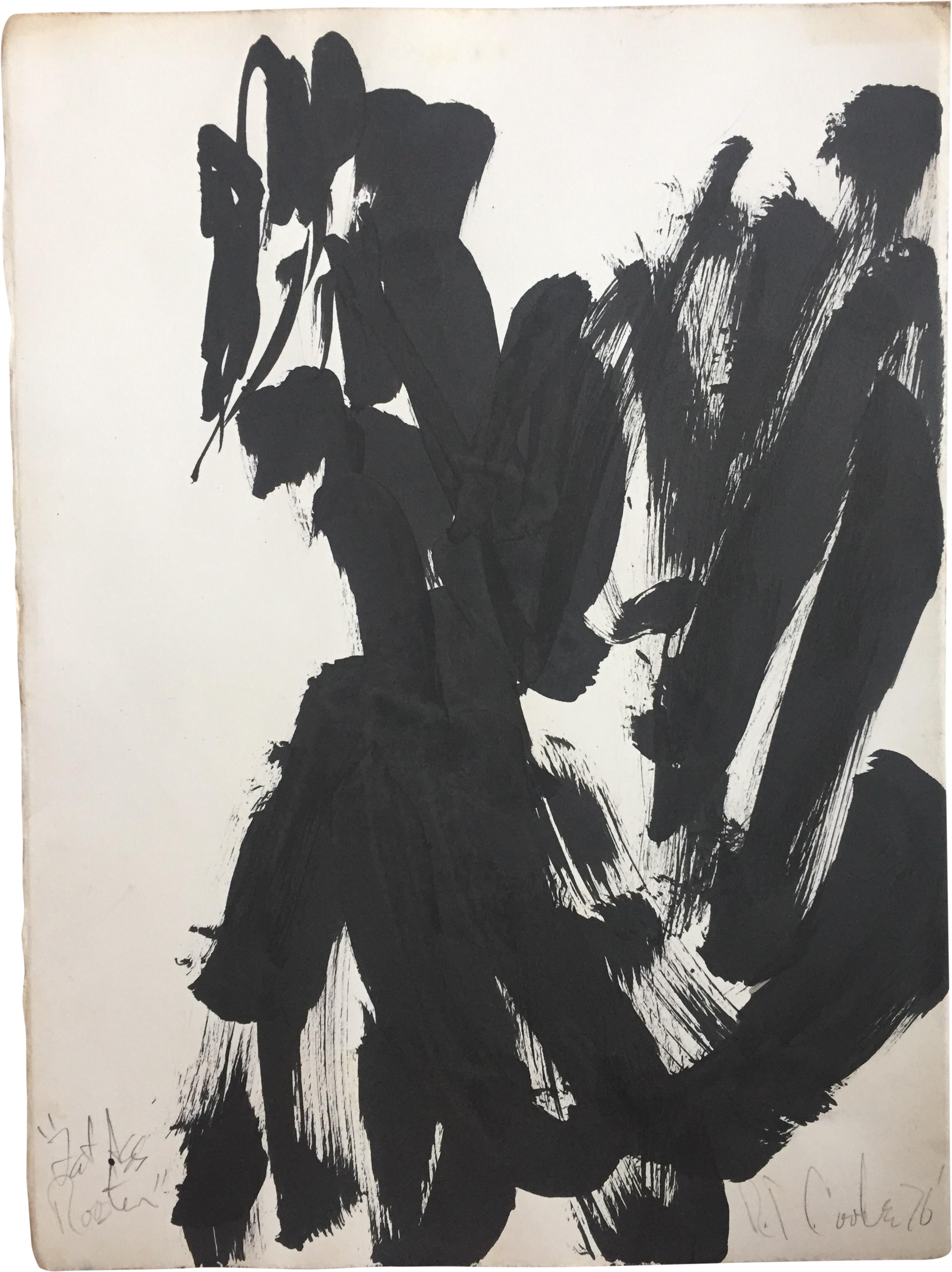 Original Vintage Robert Cooke Rooster Painting - Silhouette (2529x3379), Png Download