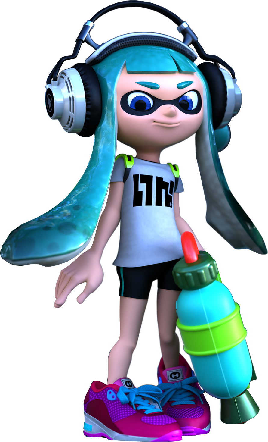 Cyan Inkling - Splatoon Inkling Girl Blue (891x1467), Png Download
