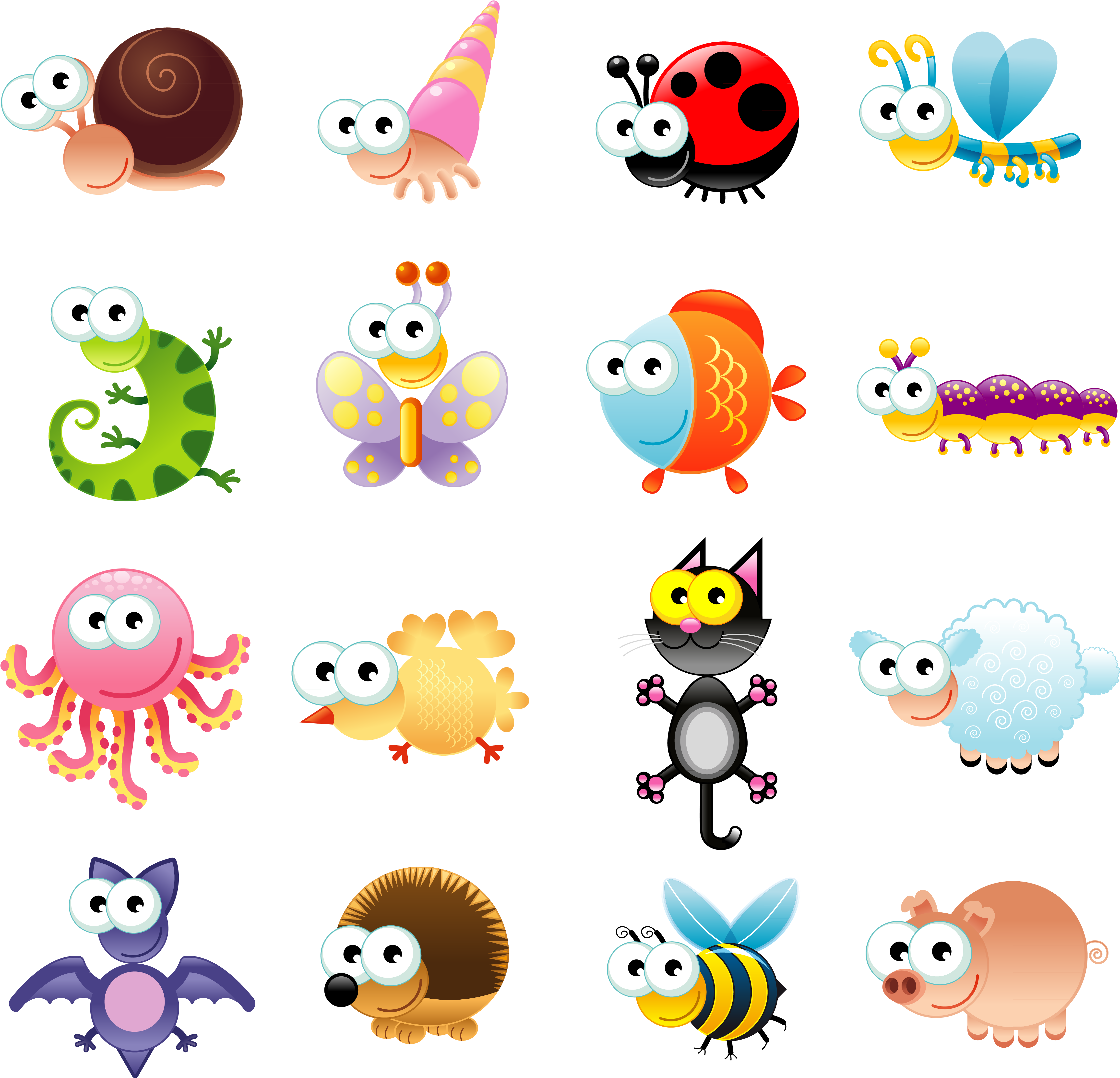 Vector Black And White Stock Bunny Clip Art Animals - Cartoon Animals And Insects (4723x4500), Png Download