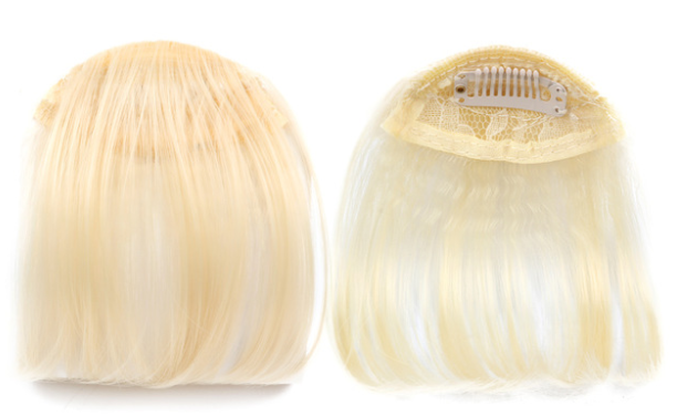 Thin Clip-in Bangs Synthetic - Blond (611x611), Png Download