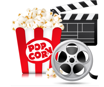 Movie Popcorn Png - Movie And Popcorn Png (594x354), Png Download