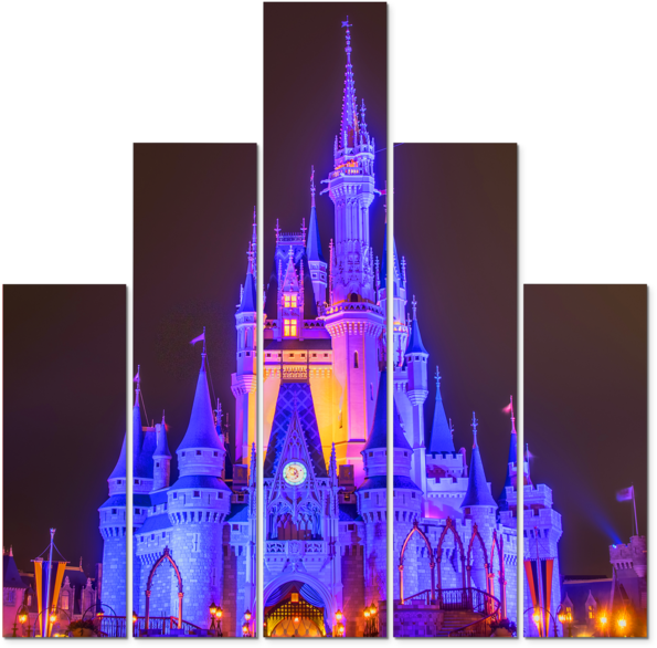 5 Piece Canvas Art Disney Fine Prints On William Drew - Disney World, Cinderella Castle (600x600), Png Download