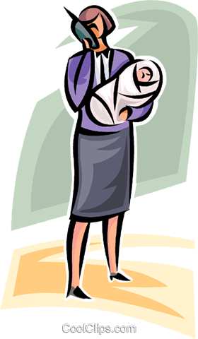 Woman With A Baby Talking On Cell Phone Royalty Free - Illustration (280x480), Png Download