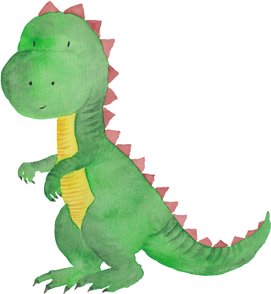 Green Hand Drawn Cartoon Dinosaur Transparent - Dinosaur Birthday Card (1024x1024), Png Download