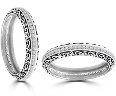 Grecian Lace Diamond Wedding Ring - Titanium Ring (400x400), Png Download