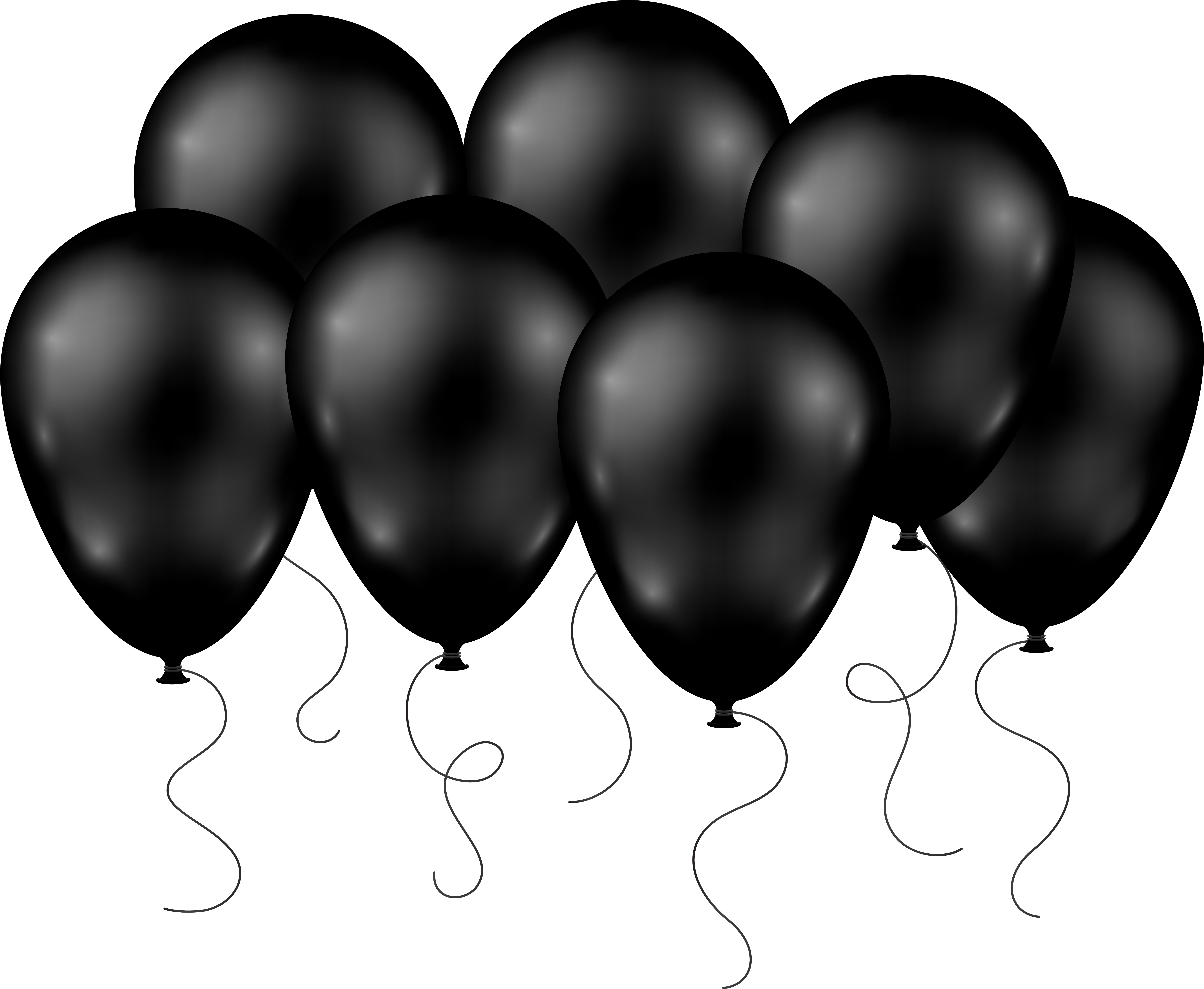 Birthday Balloons Clip Art Black (8000x6571), Png Download