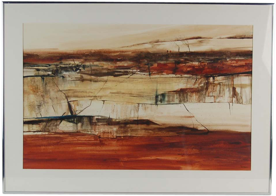 M#century Modern Abstract Landscape Gouache Painting - Painting (950x950), Png Download