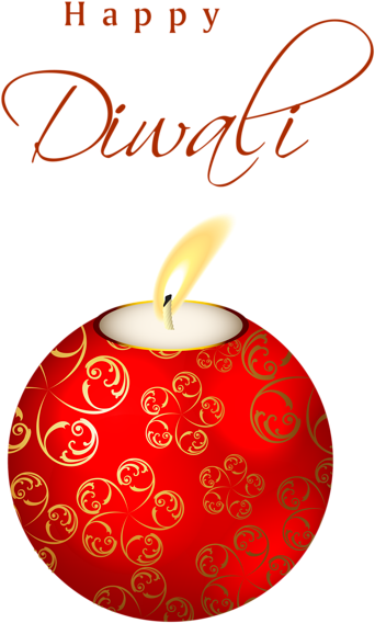 Beautiful Red Happy Diwali Candle Png Clipart Image - Happy Diwali Images Png (387x600), Png Download