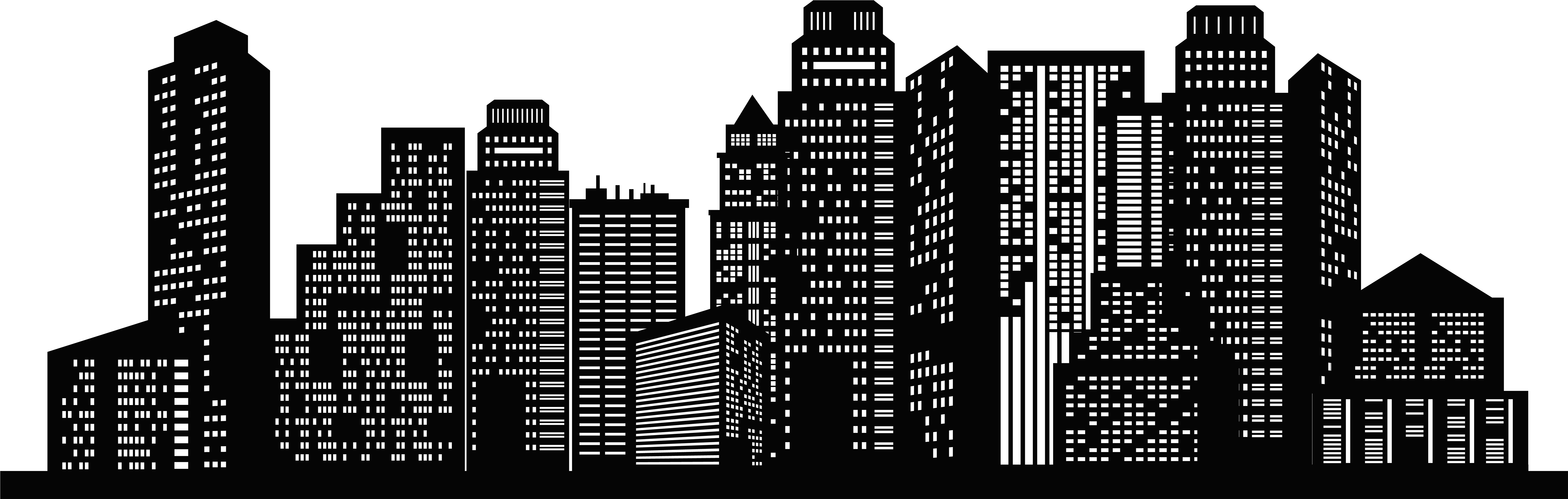 Cityscape Silhouette Clip Art Png Image - Cityscape Clip Art (8000x2691), Png Download