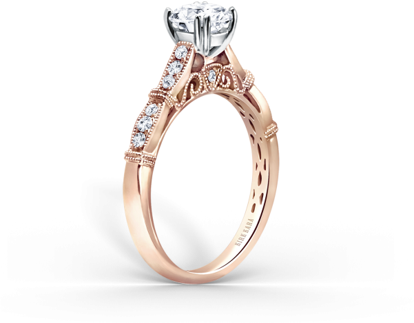 Stella 18k Rose Gold Engagement Ring - Yellow Gold Stella Kirkkara (600x600), Png Download