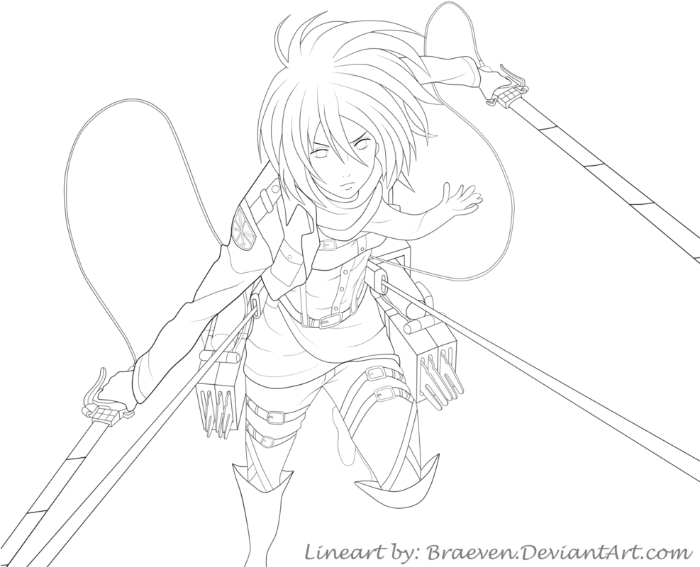 Eren Drawing Mikasa Png Royalty Free Download - Coloriage Attack On Titan (986x810), Png Download