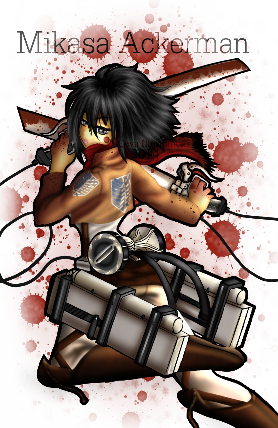 Mikasa Ackerman - Cartoon (927x1425), Png Download