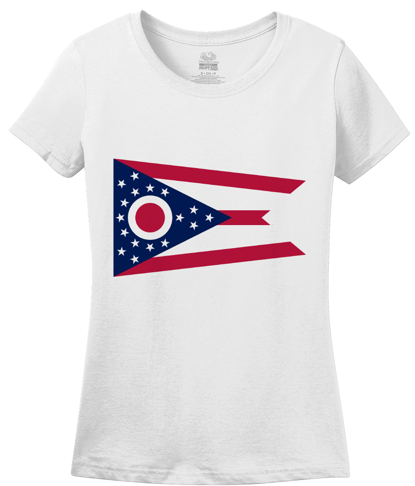 Ladies White Ohio State Flag - Ohio State Flag (843x1005), Png Download