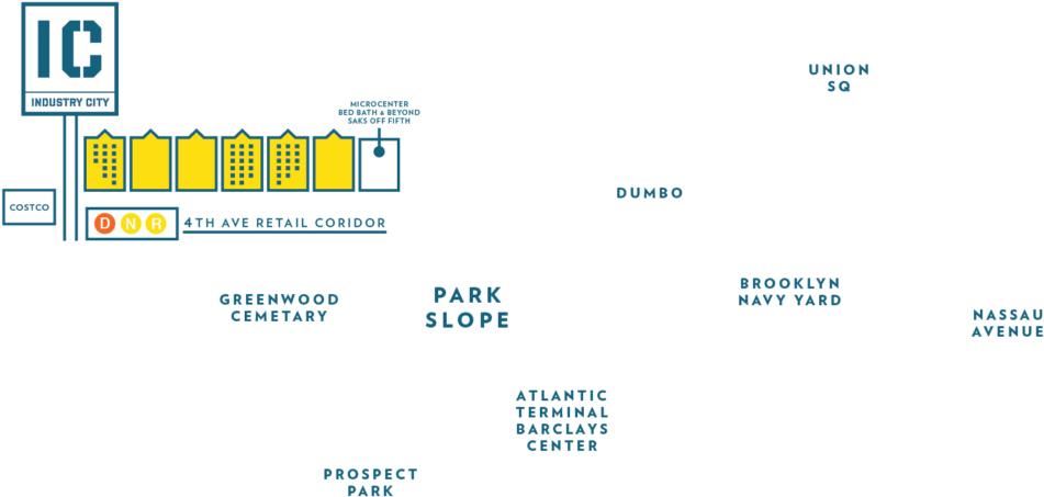 Industry City Graphic Map Labels - Industry City Building Map (1024x596), Png Download