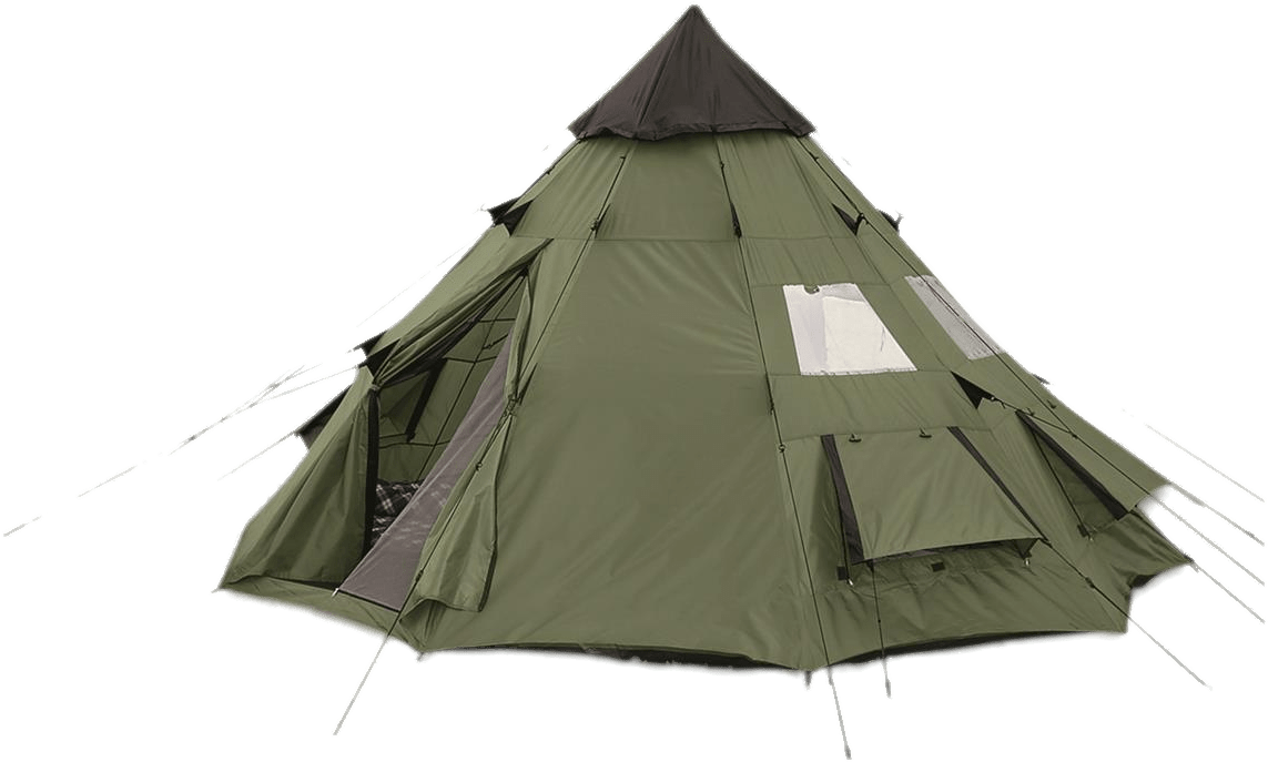 Download - Guide Gear Teepee 6 Person Tent - 10' X 10' - Black (1155x1155), Png Download