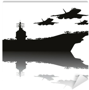 Aircraft Carrier And Flying Aircrafts Vector Silhouettes - Navy Carrier Clip Art (400x400), Png Download