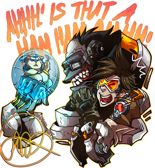 Hammond, Winston, And Tracer - Overwatch Winston And Hammond (540x593), Png Download