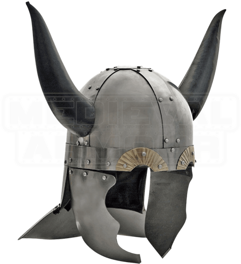Viking Helmet With Leather Horns - Medieval Viking Horned Helmet (550x550), Png Download