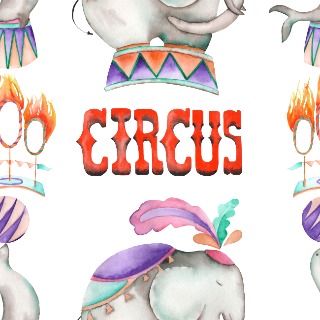 Hand-painted Watercolor Circus Background Transparent - Circo Acuarelas (650x650), Png Download