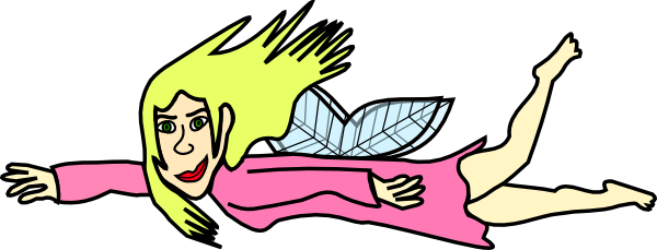 Girl Flying Clipart (600x229), Png Download