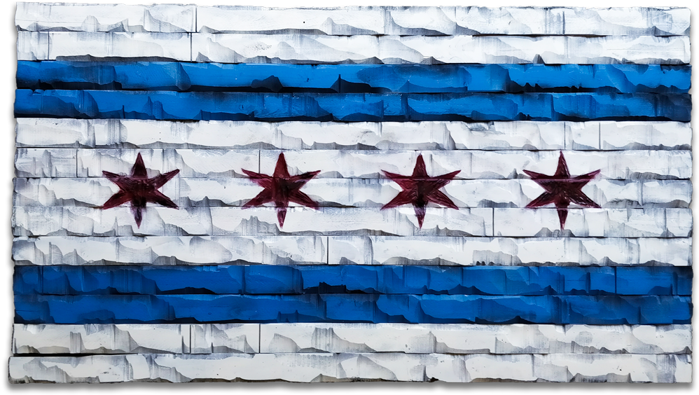 Chicago Wood Flag Decor - Chicago (1000x722), Png Download