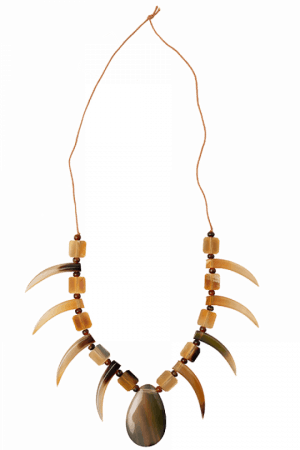 Tribal Pattern Pendant Necklace In Natural Color - Necklace (300x450), Png Download