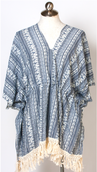 2038 Navy Tribal Drawstring Top - Cardigan (600x600), Png Download